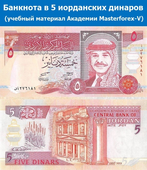 Банкнота 5 иорданских динаров